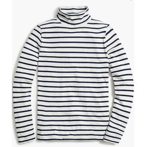 J.Crew Factory Printed tissue‎ turtleneck top Stripe Navy White Size XXS